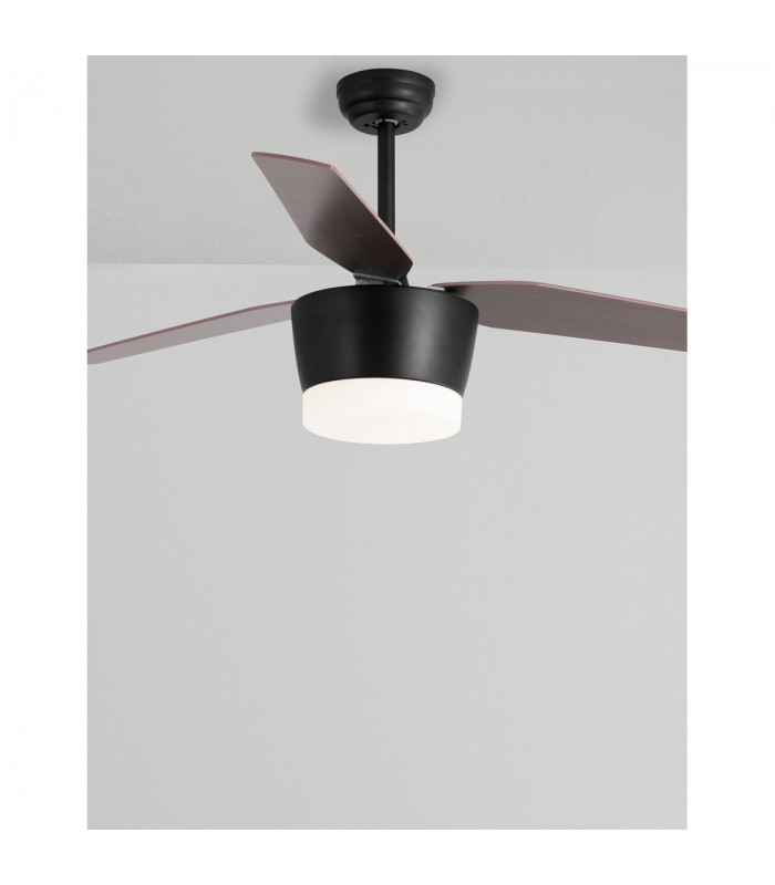 Monsoon Ceiling Fan Steel Matt Black &Glass 3ABS Wood Blades-4