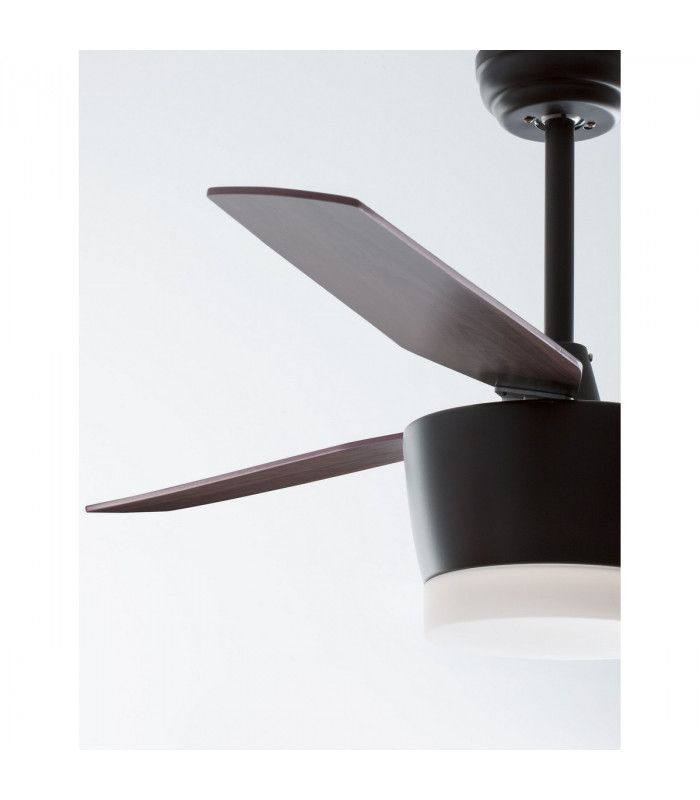 Monsoon Ceiling Fan Steel Matt Black &Glass 3ABS Wood Blades-5