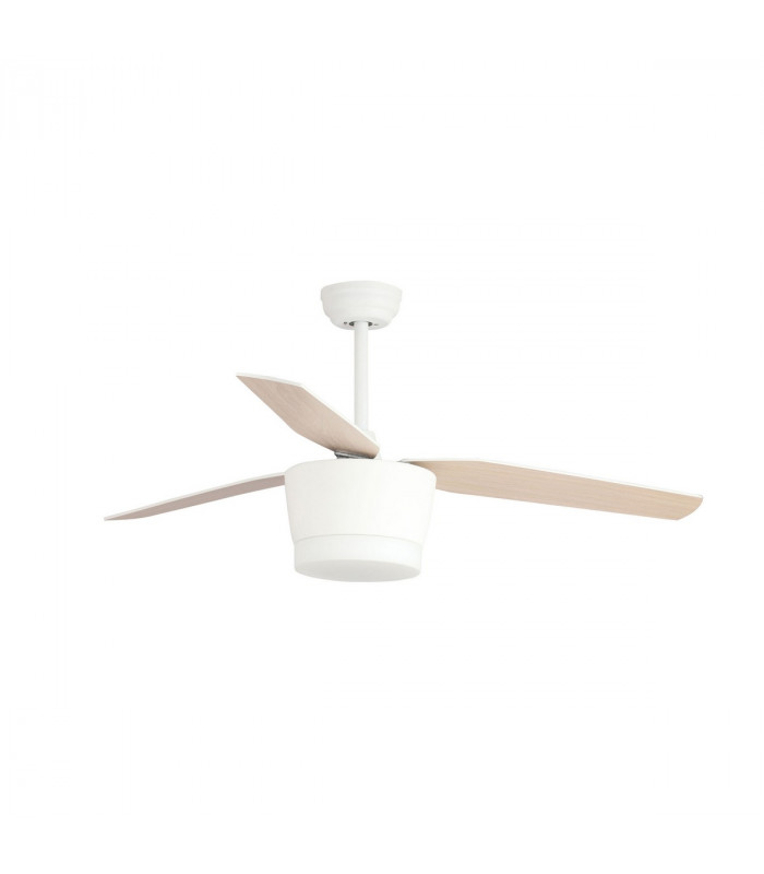 Monsoon Ceiling Fan Steel Matt White Glass 3ABS Wood Blades-2