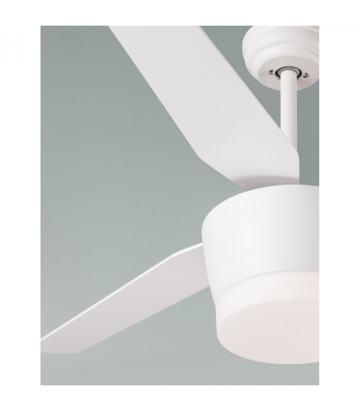 Monsoon Ceiling Fan Steel Matt White Glass 3ABS Wood Blades-5