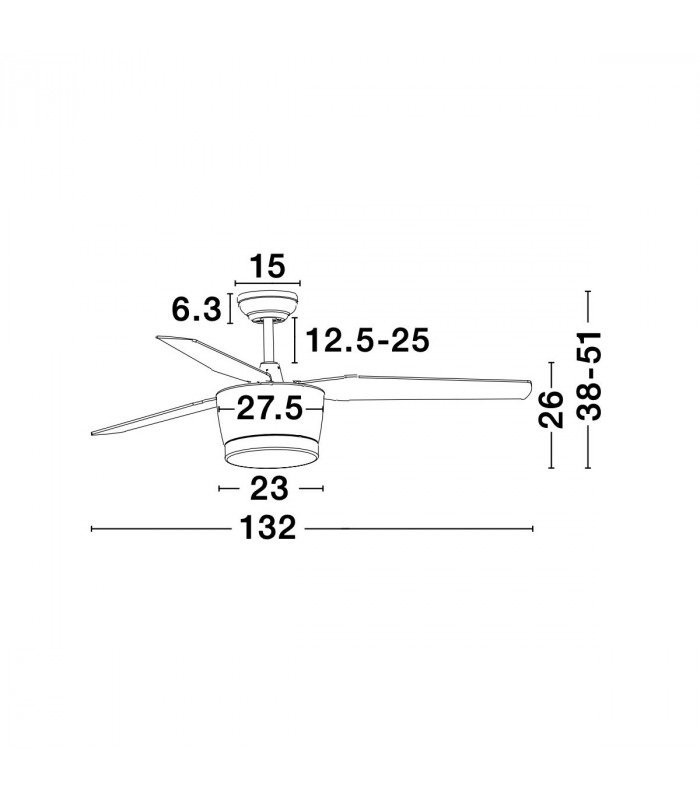 Monsoon Ceiling Fan Steel Matt White Glass 3ABS Wood Blades-6