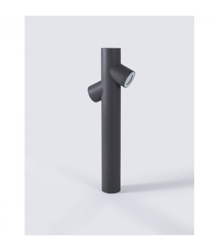 Ramo 2 Light Outdoor Bollard Dark Grey Aluminium Glass LED GU10 2x7W IP65-3