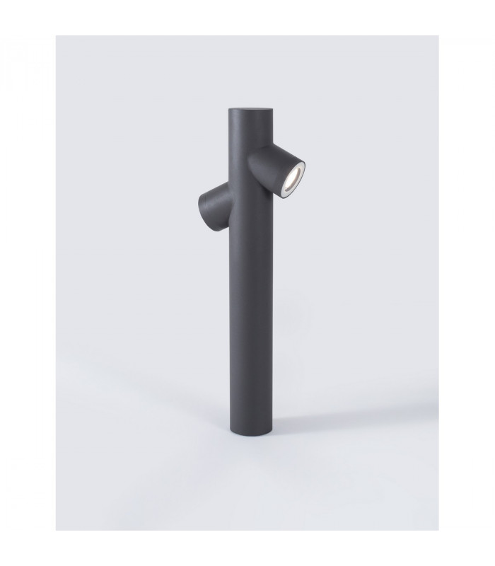 Ramo 2 Light Outdoor Bollard Dark Grey Aluminium Glass LED GU10 2x7W IP65-4