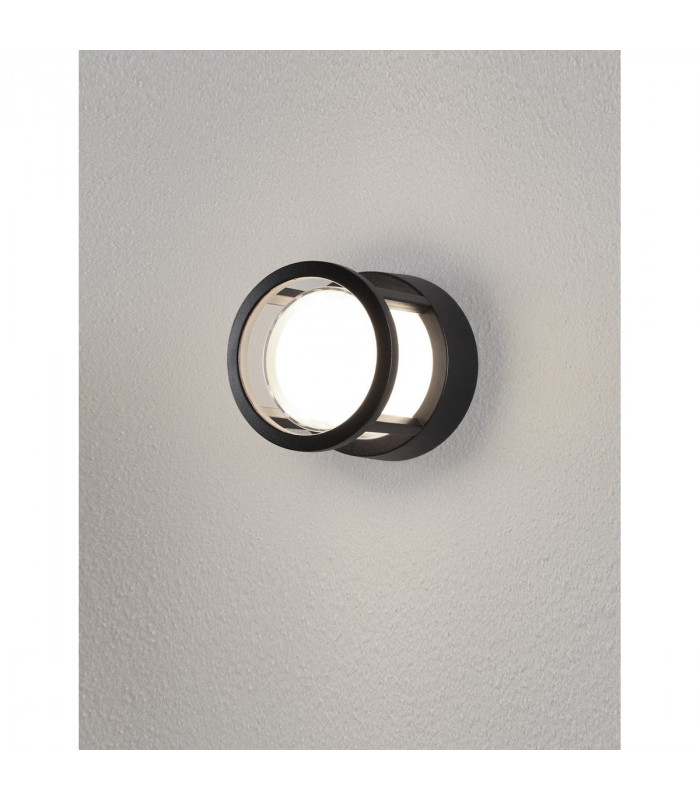 Agosto Round Outdoor Modern Wall Lamp Black Aluminium LED 6W 420Lm 3000K IP54-3