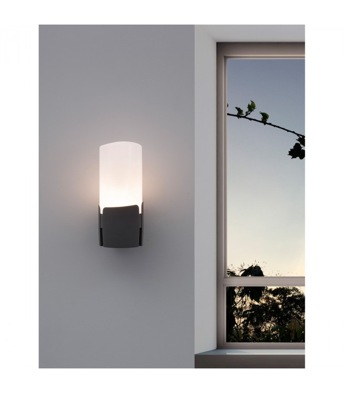 Pyro Outdoor Modern Wall Lamp Dark Grey Aluminium White Acrylic LED E27 IP54-2