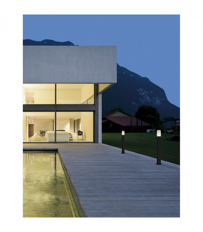 Pyro Outdoor Bollard Dark Grey Aluminium White Acrylic LED E27 IP54-2