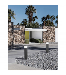 Ferron 80cm Outdoor Bollard Dark Grey Aluminium Clear LED E27 IP65-2