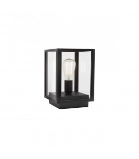 Zest Outdoor Pedestal Light Black Aluminium Clear Glass LED E27 IP54-1