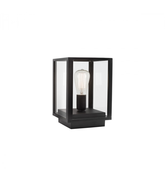 Zest Outdoor Pedestal Light Black Aluminium Clear Glass LED E27 IP54-1