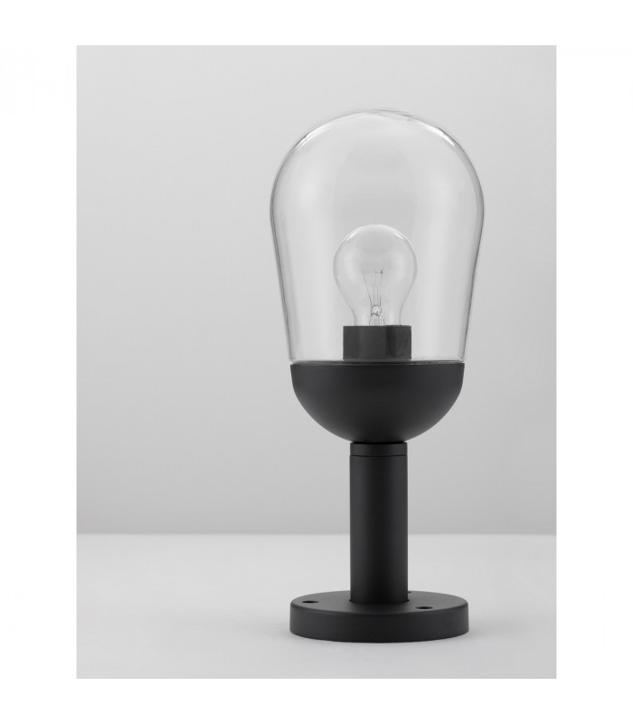 Omika Outdoor Pedestal Light Dark Grey Aluminium Clear Glass LED E27 IP54-4