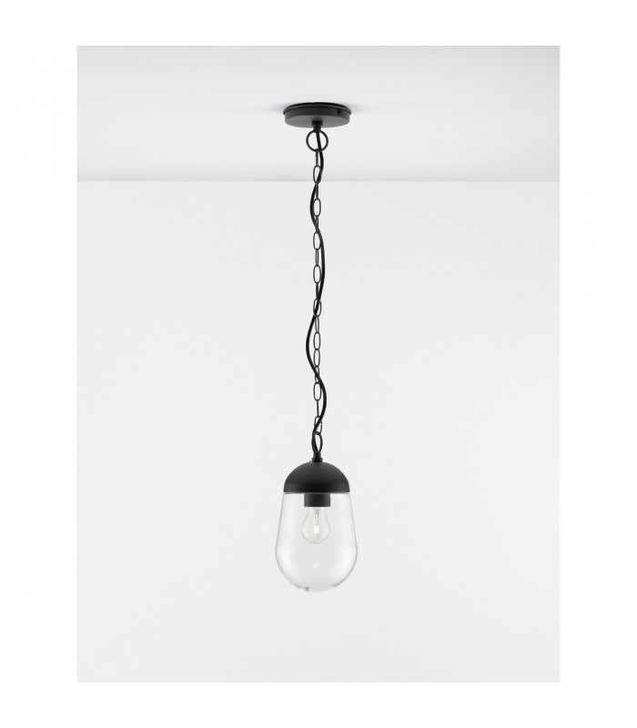 Omika Globe Pendant Ceiling Light Dark Grey Aluminium Glass LED E27 110-240 Volt IP54-5