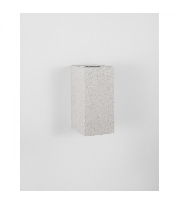 Fuento 2 Light Outdoor Up Down Wall Lamp White Sandstone Glass LED GU10 2x7W IP65-3