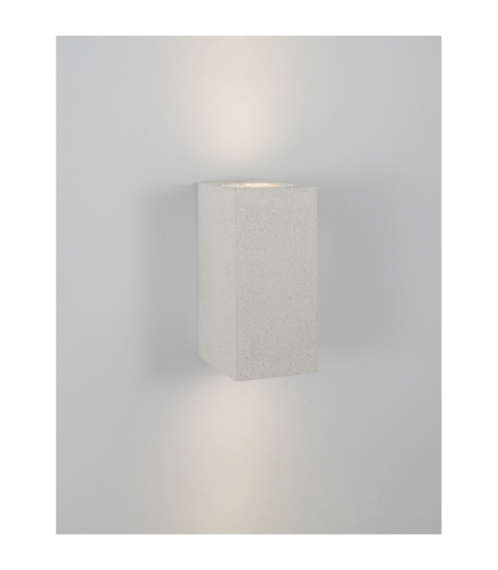 Fuento 2 Light Outdoor Up Down Wall Lamp White Sandstone Glass LED GU10 2x7W IP65-4