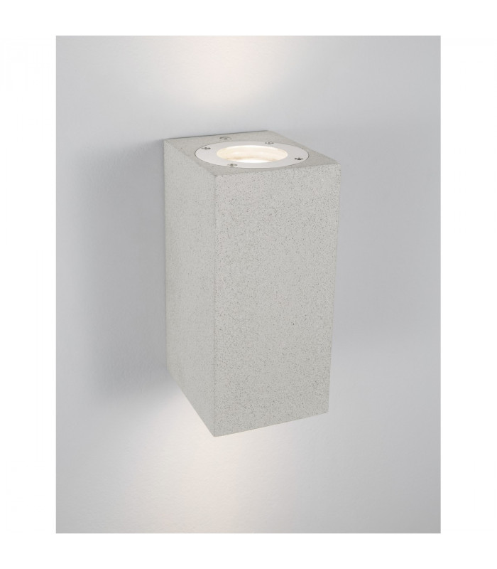 Fuento 2 Light Outdoor Up Down Wall Lamp White Sandstone Glass LED GU10 2x7W IP65-5