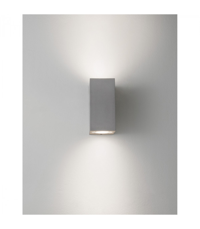 Fuento 2 Light Outdoor Up Down Wall Lamp Grey Concrete Glass LED GU10 2x7W IP65-6