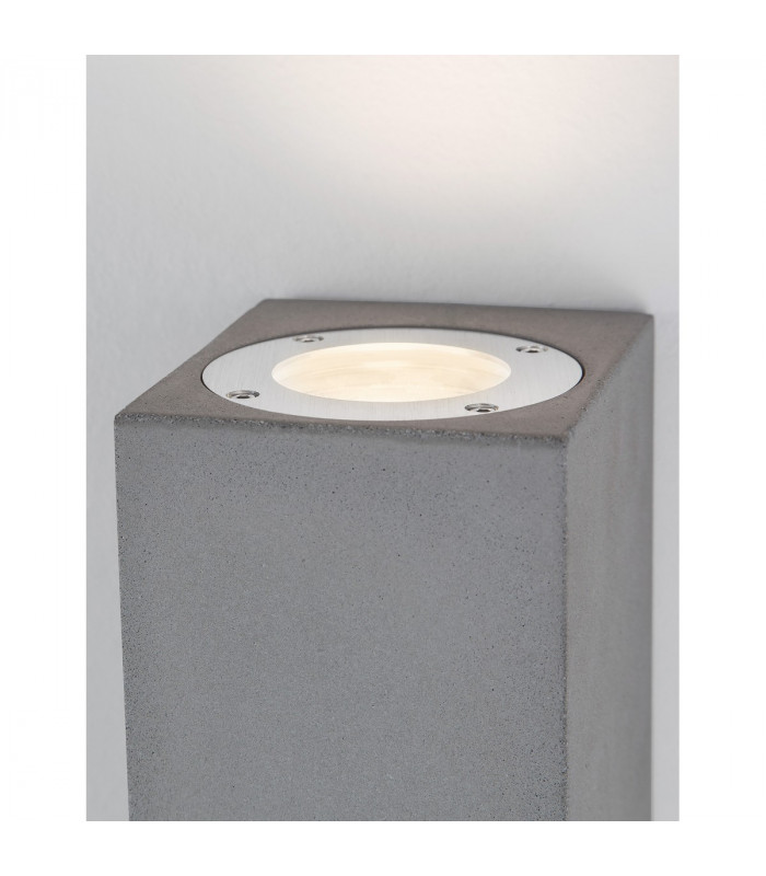 Fuento 2 Light Outdoor Up Down Wall Lamp Grey Concrete Glass LED GU10 2x7W IP65-7