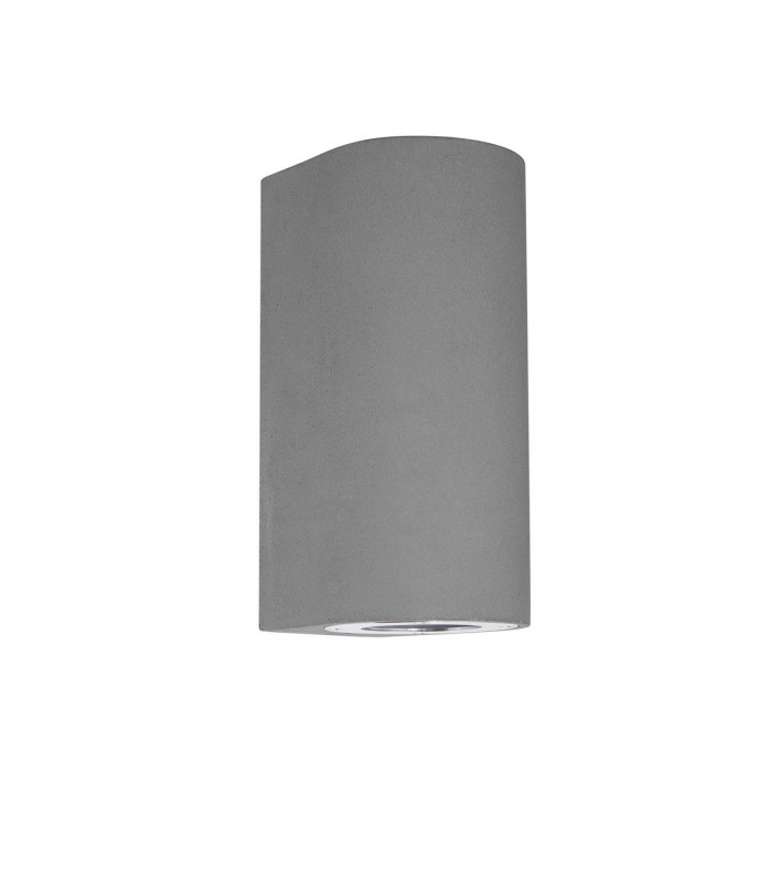 Lido 2 Light Up & Down Wall Lamp Grey Concrete Glass LED GU10 2x7W IP65-1