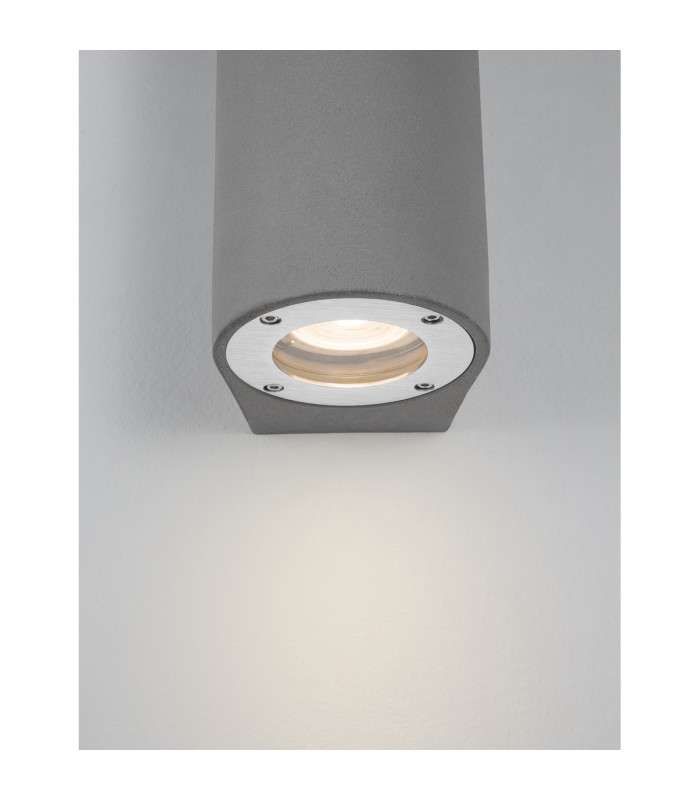 Lido 2 Light Up & Down Wall Lamp Grey Concrete Glass LED GU10 2x7W IP65-5
