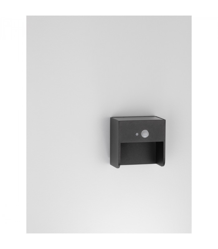 Marta Outdoor Motion Sensor Wall Lamp Anthracite Aluminium Glass LED 1W 57Lm 3000K IP65 Switched-6