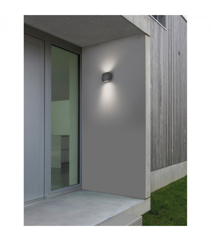 Como 2 Light Outdoor Up Down Wall Lamp Dark Grey Aluminium Glass LED 2x3W 510Lm 3000K IP54-2