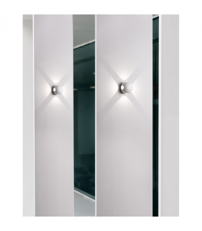 Como 4 Light Outdoor Flush Wall Lamp Sandy White Aluminium Glass LED 4x1W 265Lm 3000K IP54-2