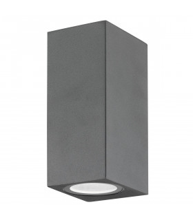 Nero Square Outdoor Up Down Wall Lamp Dark Grey Aluminium Glass LED GU10 2x7W IP54-1