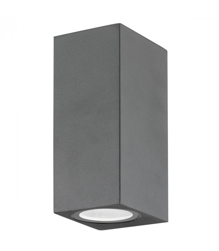 Nero Square Outdoor Up Down Wall Lamp Dark Grey Aluminium Glass LED GU10 2x7W IP54-1