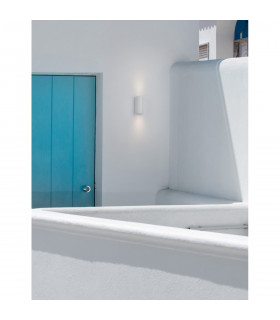 Nero Round Outdoor Up Down Wall Lamp Aluminium White Glass LED GU10 2x7W IP54-2