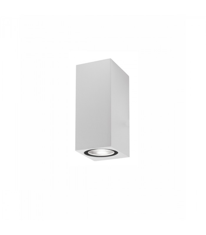 Nero Square Outdoor Up Down Wall Lamp Aluminium White Glass LED GU10 2x7W IP54-1