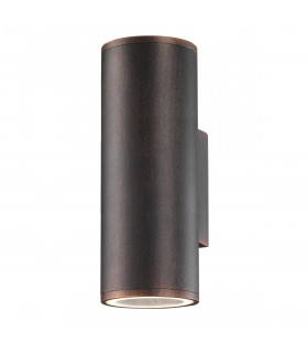 Nodus 2 Light Outdoor Up Down Wall Lamp Antique Brown Aluminium Glass LED GU10 2x7W IP54-1