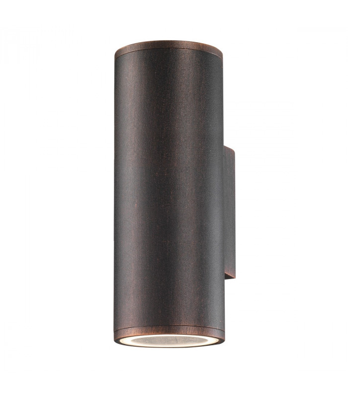 Nodus 2 Light Outdoor Up Down Wall Lamp Antique Brown Aluminium Glass LED GU10 2x7W IP54-1