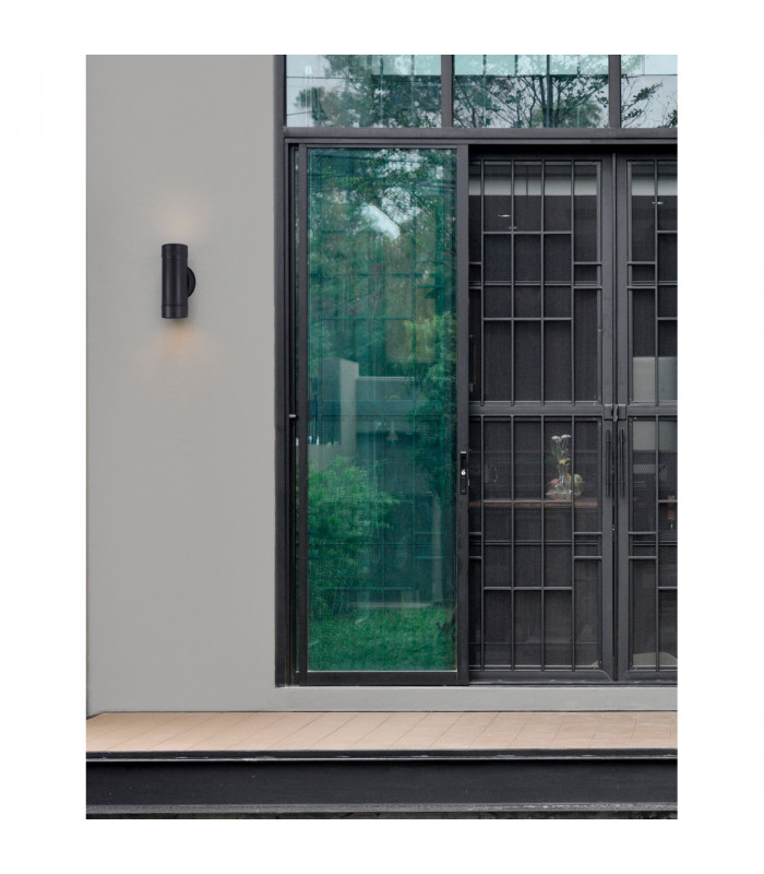 Limbio 2 Light Outdoor Up Down Wall Lamp Black ABS Glass LED GU10 2x7W IP44-3