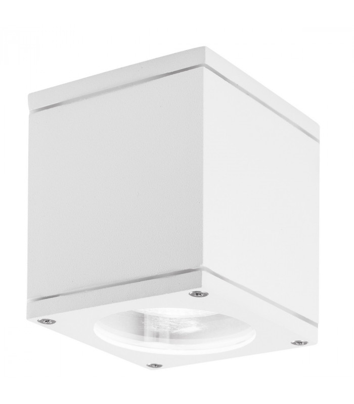 Cerise 9cm Square Surface Mounted Downlight White Aluminium Glass LED GU10 1x7W IP54-1