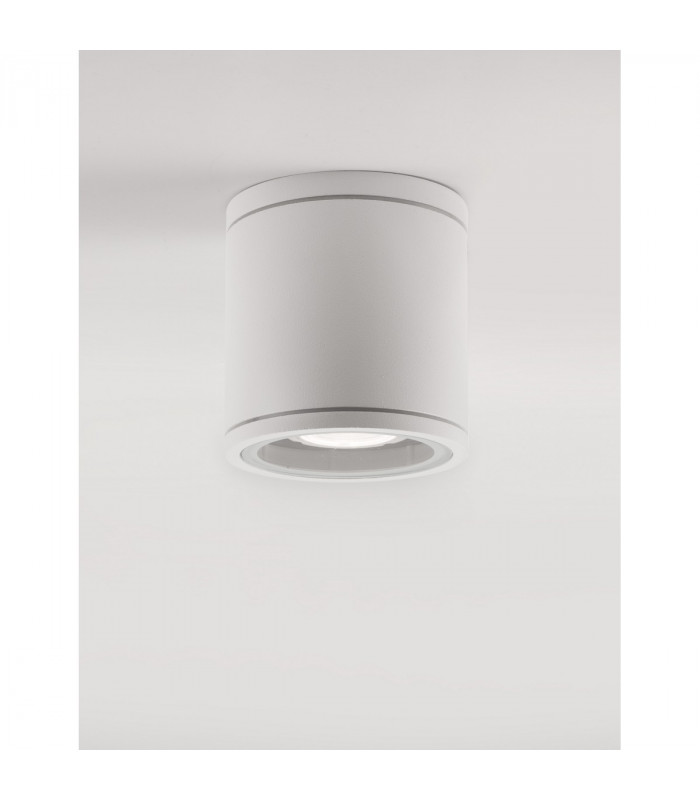 Cerise 9cm Round Surface Mounted Downlight White Aluminium Glass LED GU10 1x7W IP54-2
