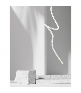 Perla Integrated LED Pendant Ceiling Light Gold Metal Opal Glass LED 207W 13065Lm 3000K + Remote Control-2
