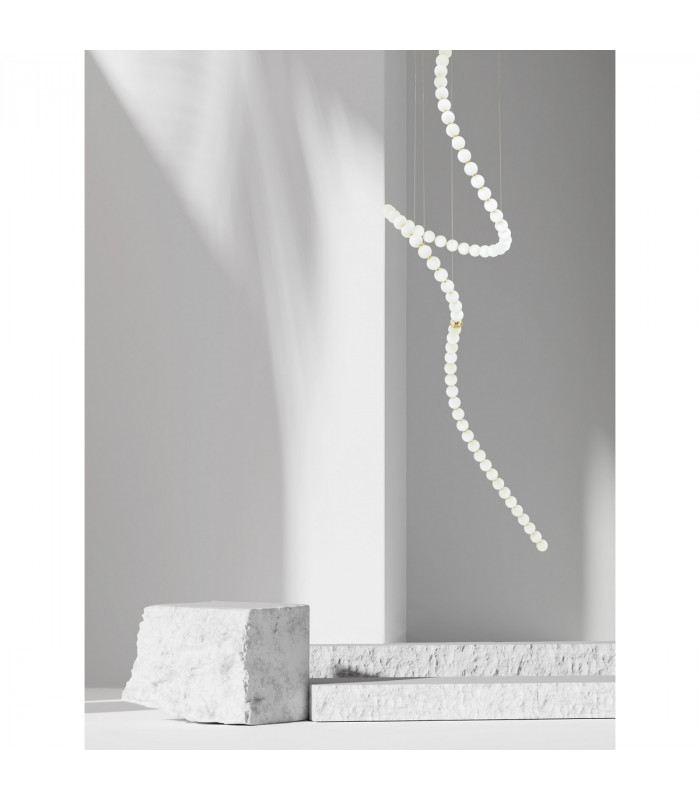 Perla Integrated LED Pendant Ceiling Light Gold Metal Opal Glass LED 207W 13065Lm 3000K + Remote Control-2