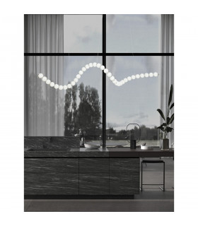 Perla Integrated LED Pendant Ceiling Light Chrome Metal Opal Glass LED 99W 9069.3Lm 3000K + Remote Control-2