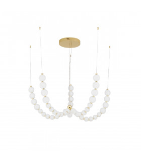Perla Integrated LED Pendant Ceiling Light Gold Metal Opal Glass LED 130W 11376Lm 3000K + Remote Control-1