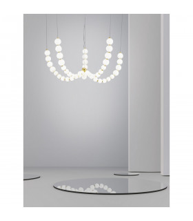 Perla Integrated LED Pendant Ceiling Light Gold Metal Opal Glass LED 130W 11376Lm 3000K + Remote Control-2