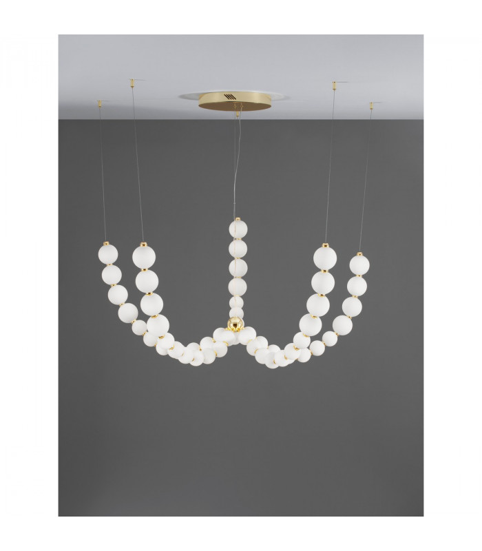 Perla Integrated LED Pendant Ceiling Light Gold Metal Opal Glass LED 130W 11376Lm 3000K + Remote Control-3