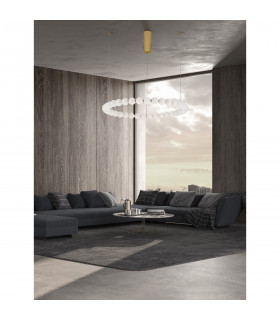 Perla Integrated LED Pendant Ceiling Light Gold Metal Opal Glass LED 72W 6492Lm 3000K-1