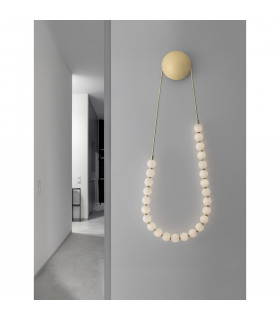 Perla Integrated LED Pendant Ceiling Light Gold Metal Opal Glass LED 50W 4734Lm 3000K-2