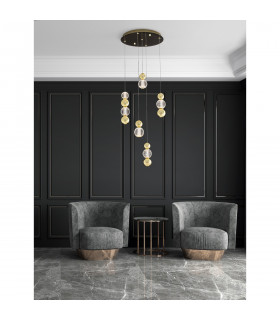 Brille Cluster Pendant Ceiling Light Gold Aluminium LED 28W 230V 1811 Lm 3200K-2