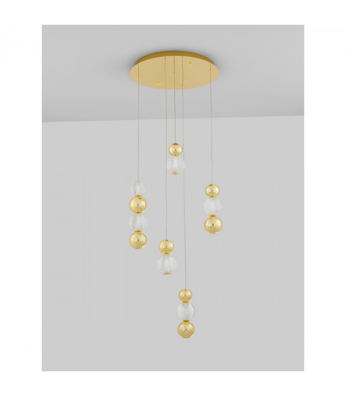 Brille Cluster Pendant Ceiling Light Gold Aluminium LED 28W 230V 1811 Lm 3200K-3