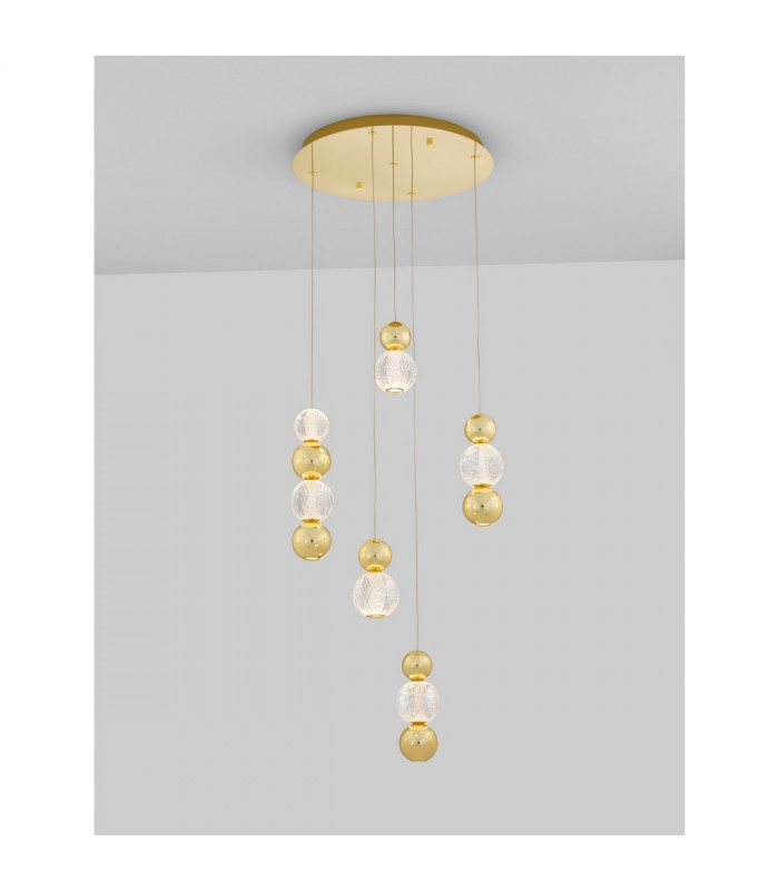 Brille Cluster Pendant Ceiling Light Gold Aluminium LED 28W 230V 1811 Lm 3200K-4