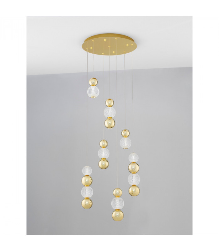 Brille Integrated LED Pendant Ceiling Light Gold Aluminium LED 42W 230V 3289Lm 3200K-3
