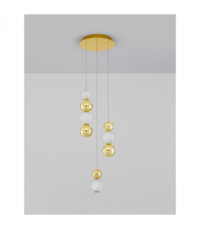 Brille Integrated LED Pendant Ceiling Light Gold Aluminium LED 18W 230V 852Lm 3200K-3