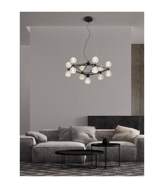 Belinda Integrated LED Pendant Ceiling Light Black Aluminium LED 52W 230V 2983.57Lm 3200K-2
