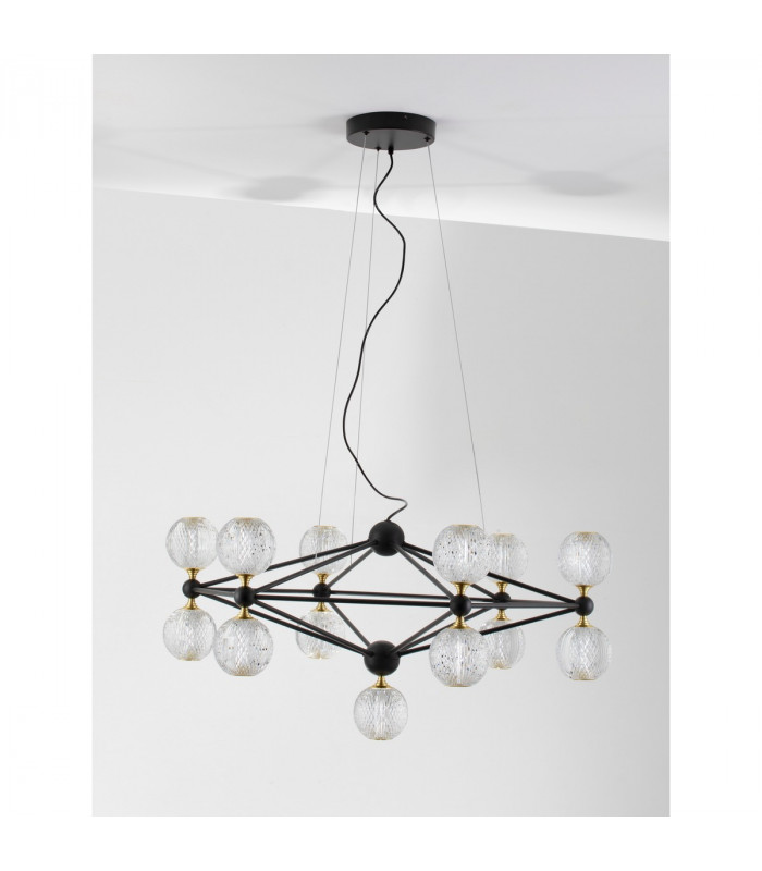 Belinda Integrated LED Pendant Ceiling Light Black Aluminium LED 52W 230V 2983.57Lm 3200K-3