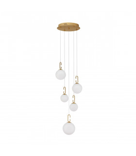 Hook Integrated LED Pendant Ceiling Light Satin Gold Metal Opal White Glass LED 37W 3147Lm 3000K-1